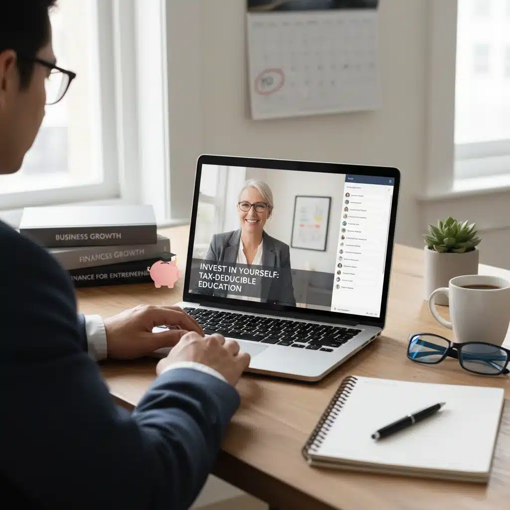 Freelancer engaging in professional development for tax deduction