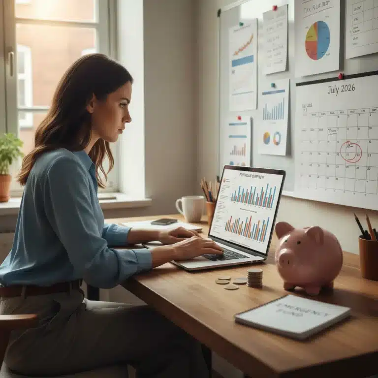 Freelancer confidently plans emergency fund for financial security by mid-2026.