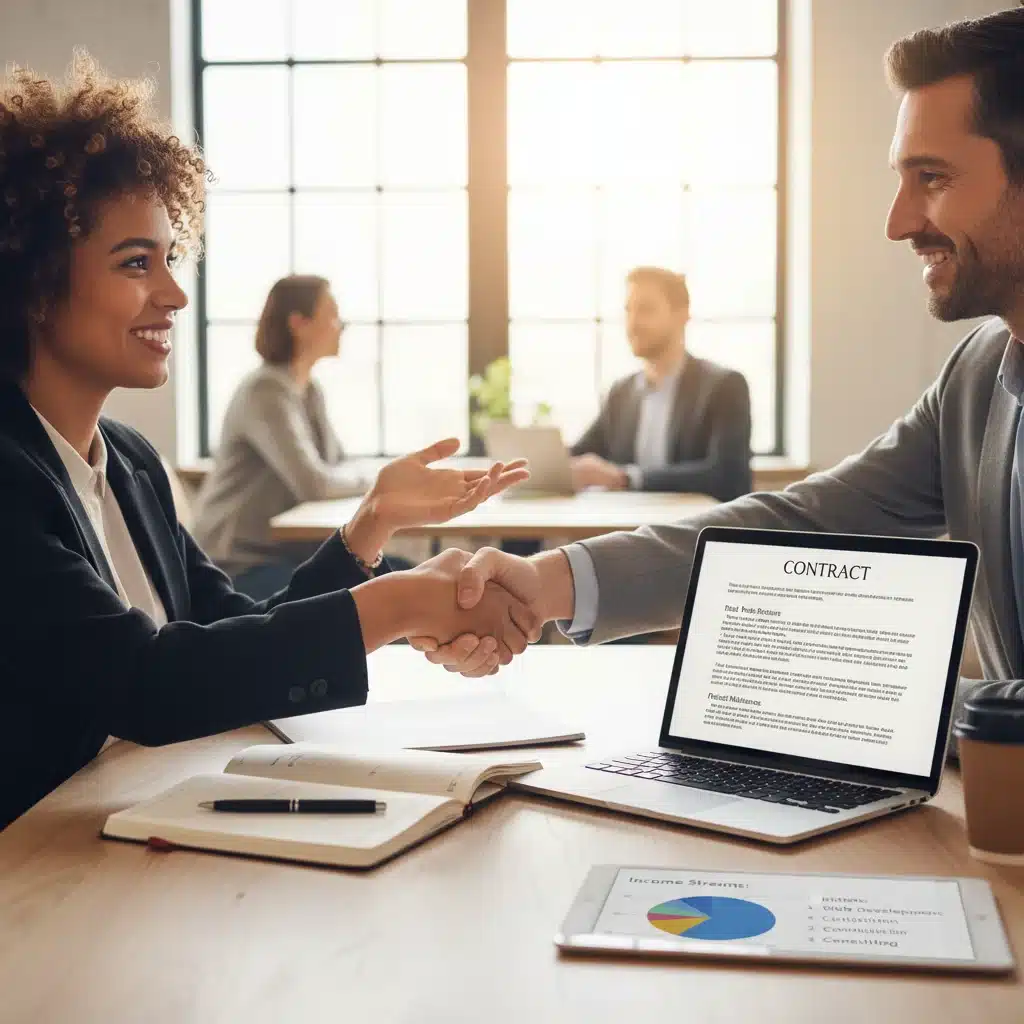 Freelancer successfully negotiating a contract, increasing income for emergency fund.