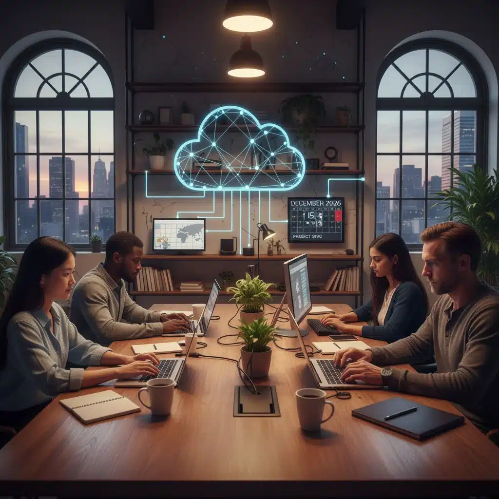 Remote professionals working with cloud storage solutions in 2026